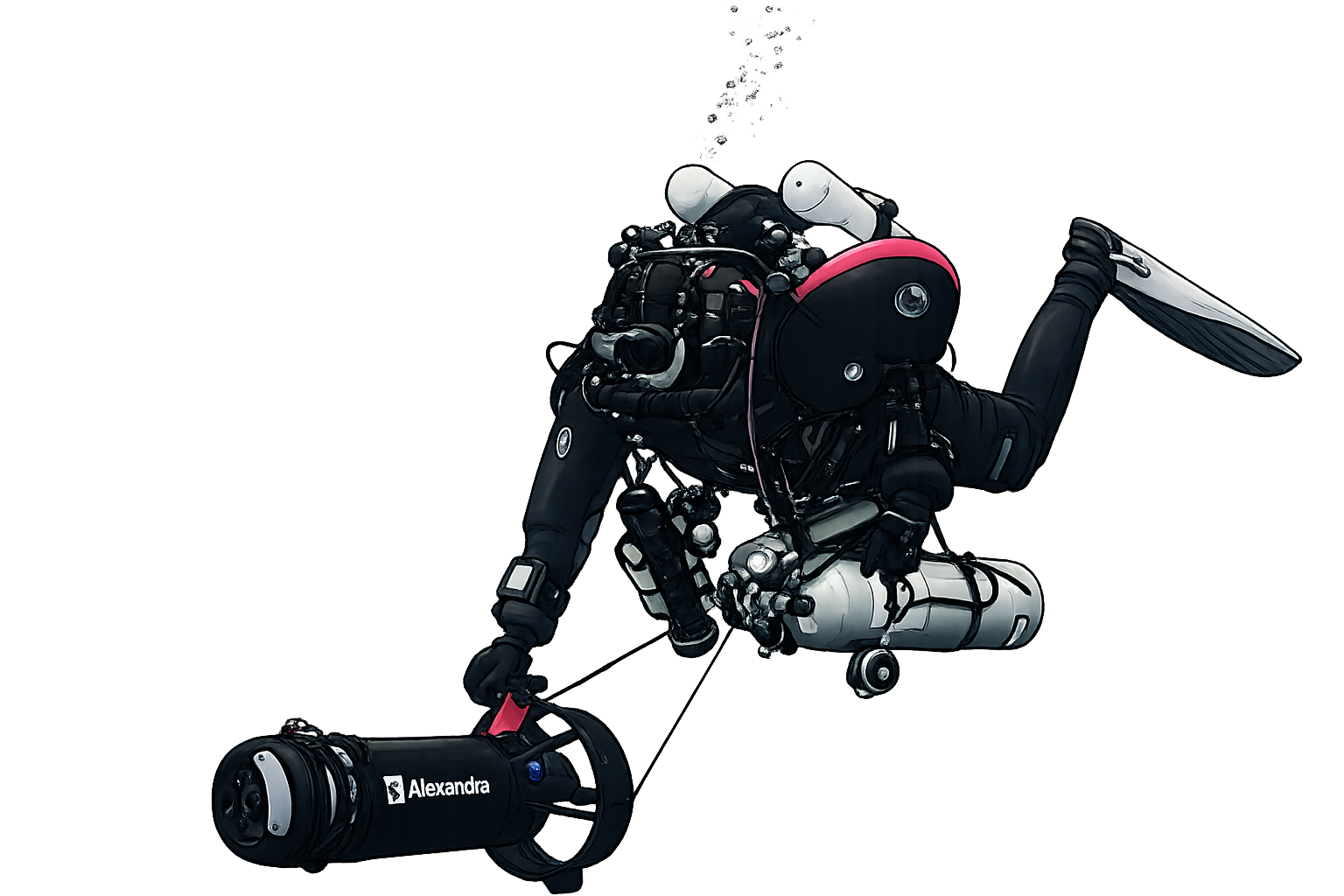 Technical diver on Alexandra scooter
