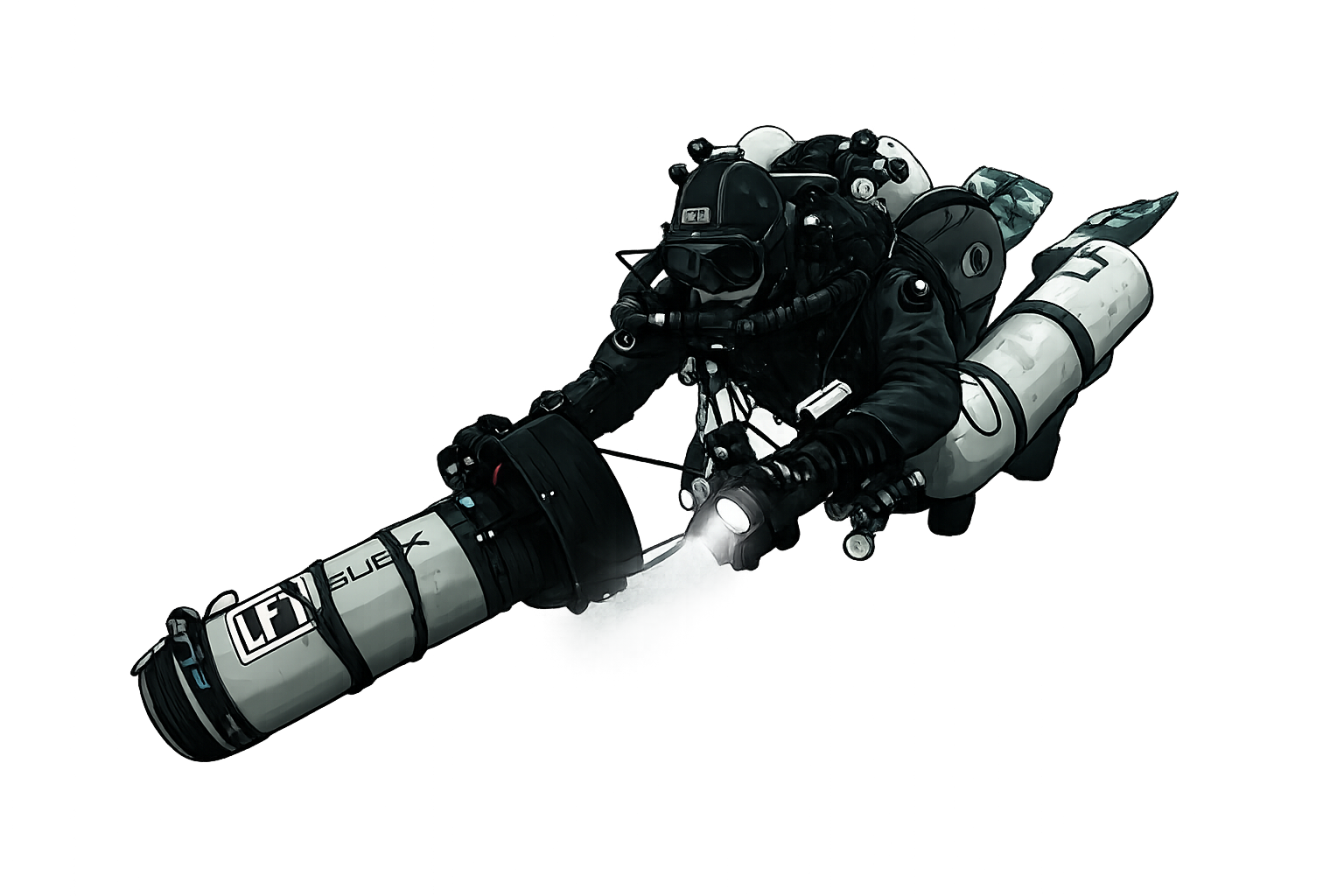 Technical diver on Suex DPV